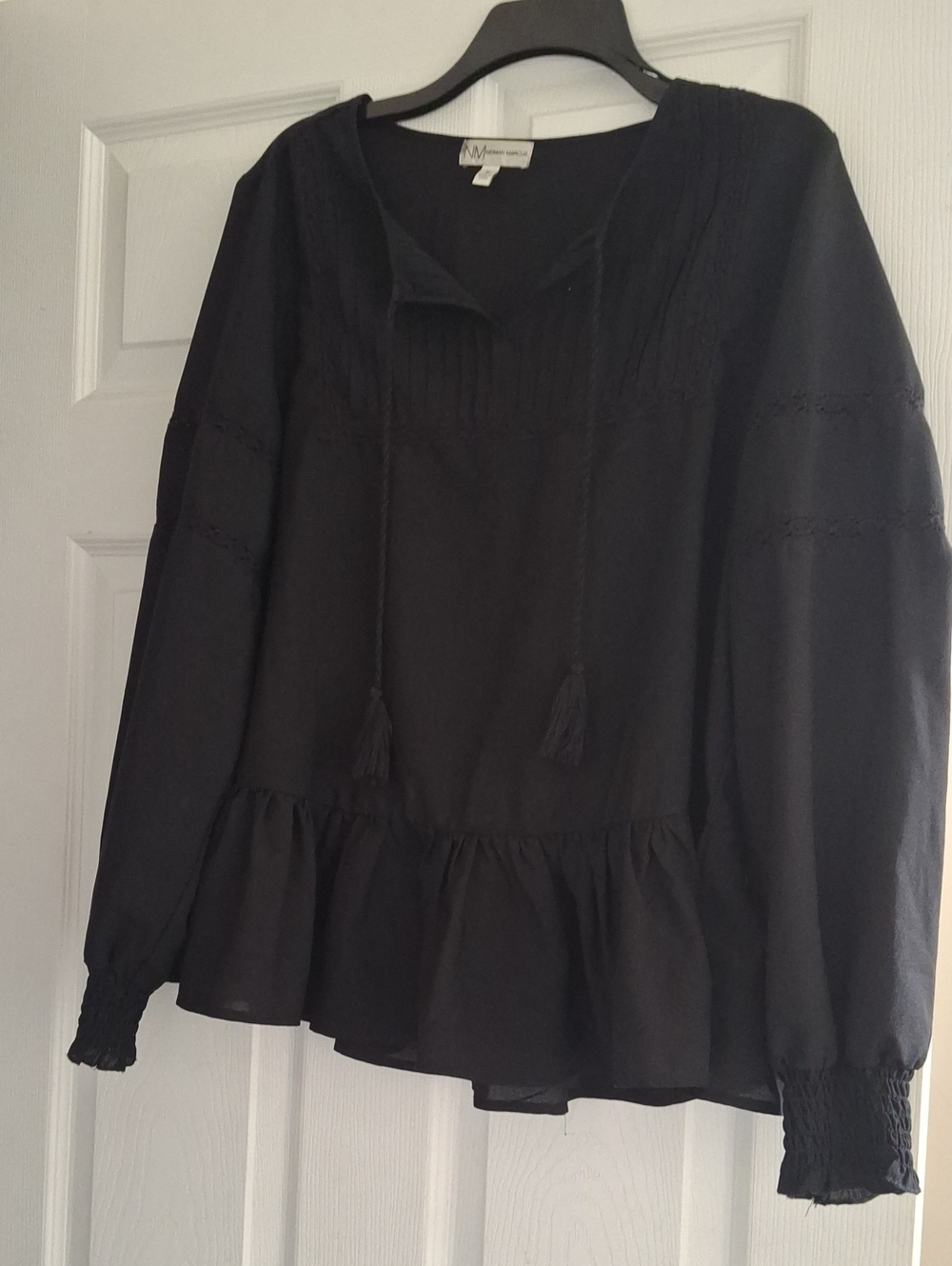 Mudd Black Tassel Peasant Blouse